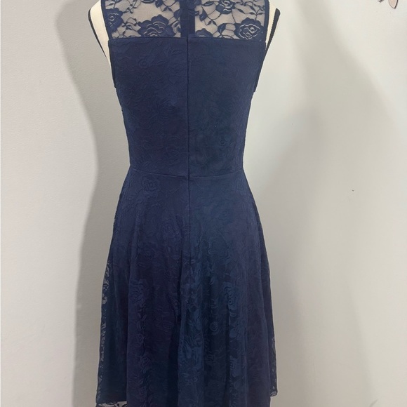 Dressystar Women's Lace Dress Midi Navy Blue Sleeveless Round Neck Layered S - Picture 4 of 10